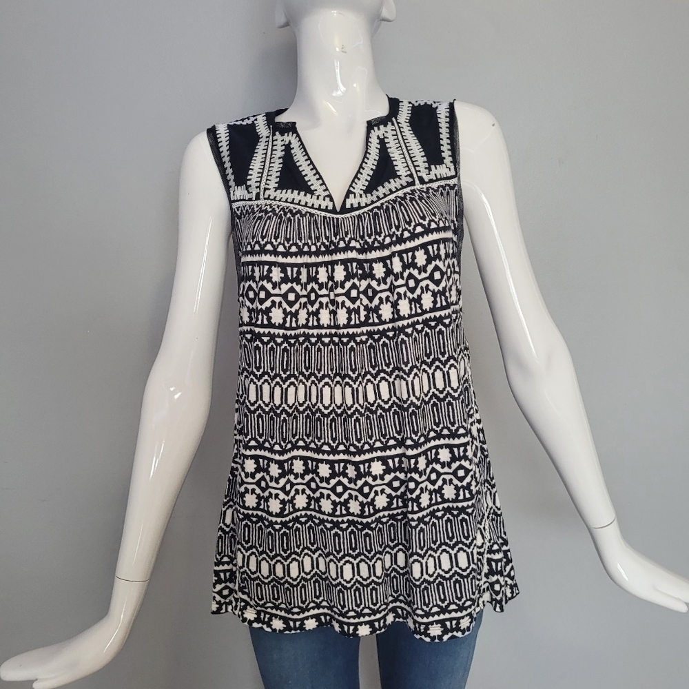 Anthropologie Meadow Rue Embroidered Mesh Detail Tank, VGUC, Size S